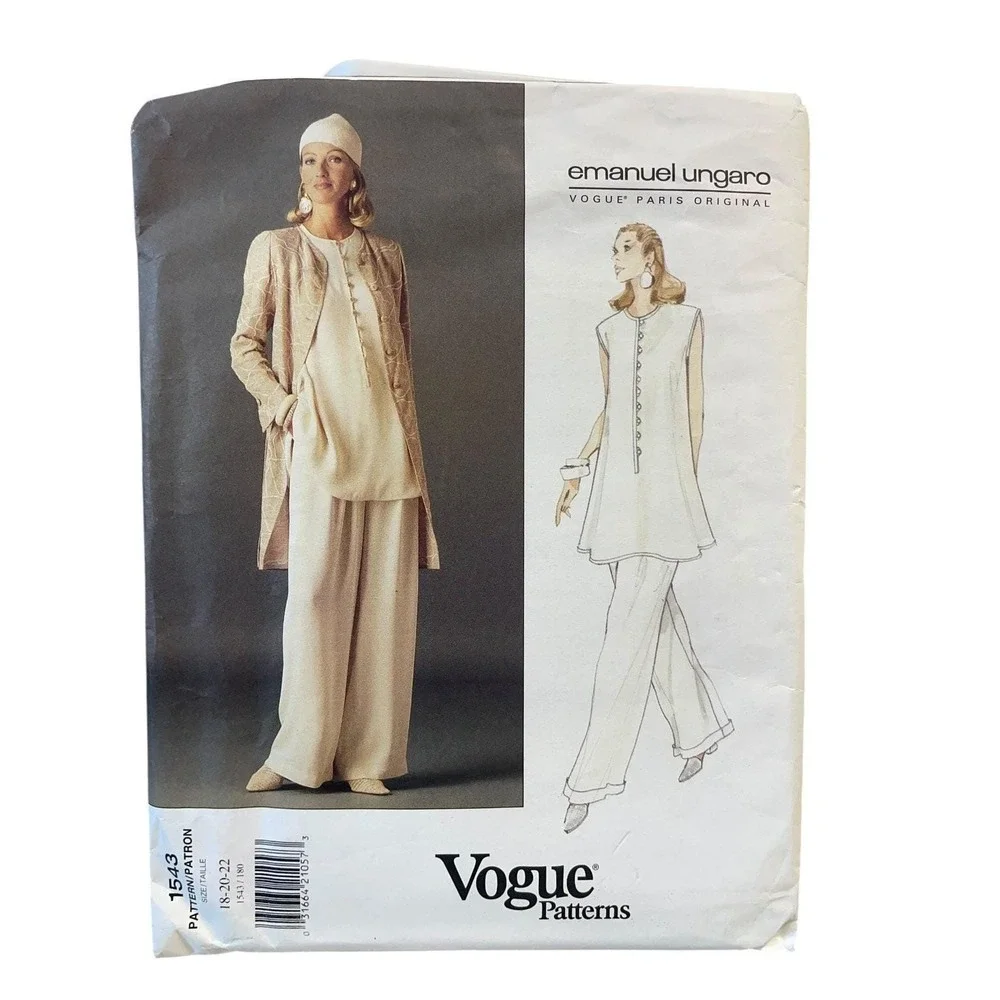 Vogue 1543 Emanuel Ungaro Jacket Top Pants Size 18-20-22 Vintage